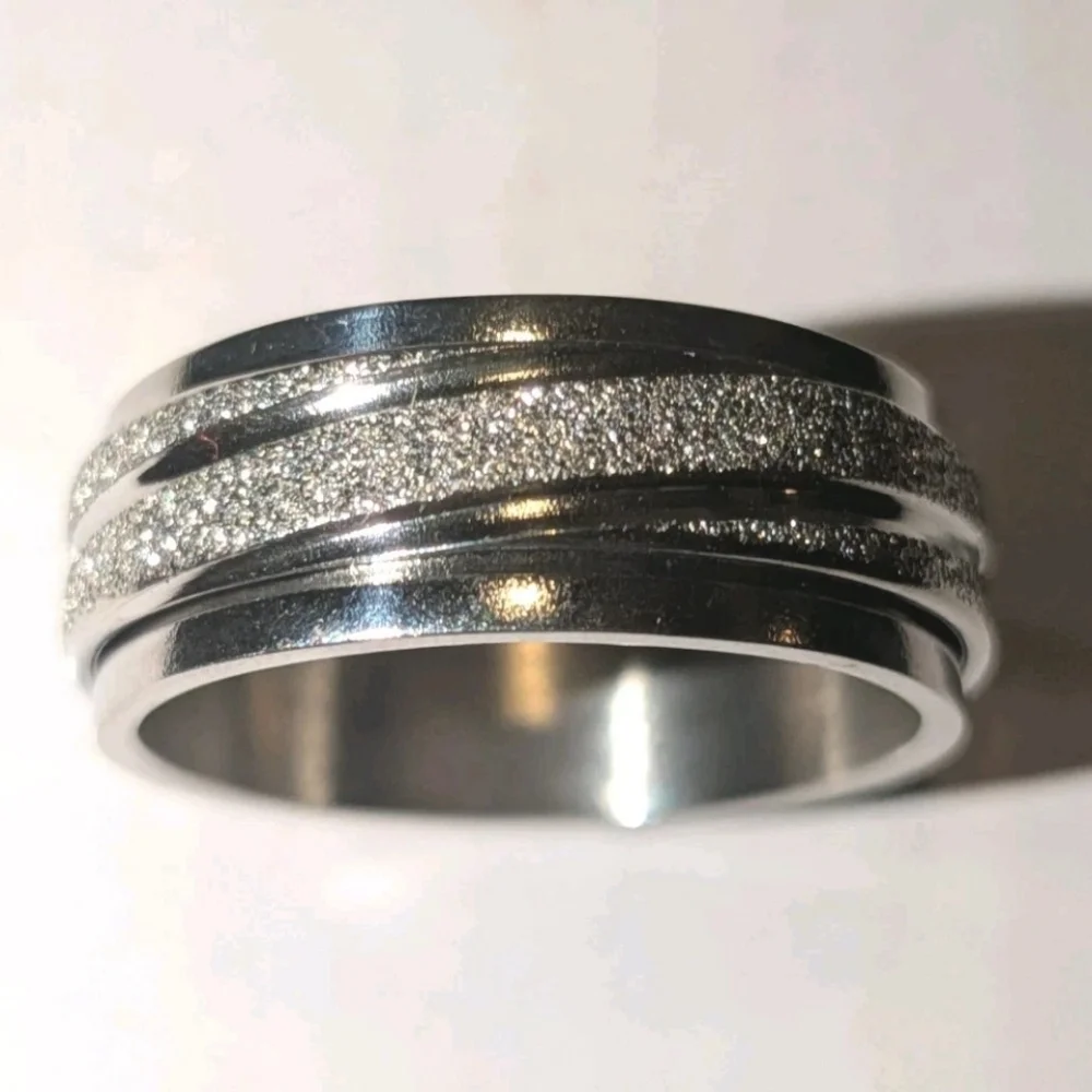 Retro High Quality Luxury 925 Sterling Silver Frosted Men’s Fidget Spinner Ring9